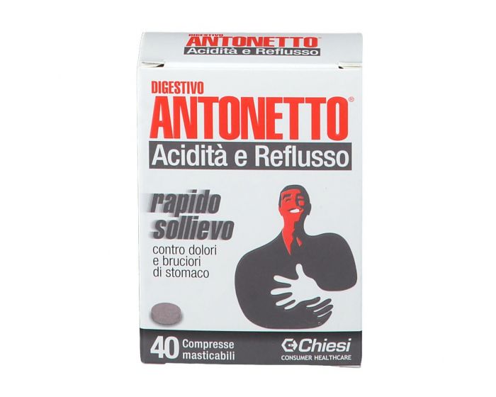 DIGESTIVO ANTONETTO ACIDITA' E REFLUSSO 40 COMPRESSE MASTICABILI  - Pharmaleader
