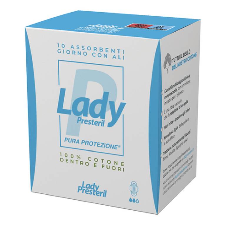 LADY PRESTERIL ASSORBENTI GIORNO CON ALI RIPIEGATI BIODEGRADABILI 10 PEZZI - Pharmaleader