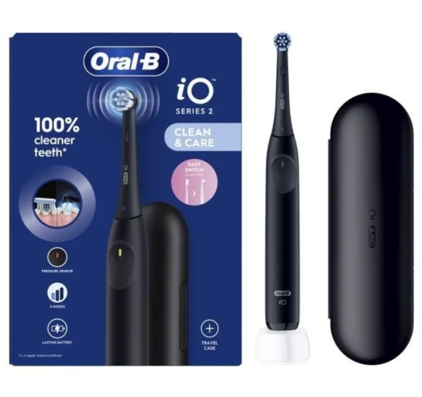 ORALB POWER SPAZZOLINO ELETTRICO IO2 SERIES NIGHT BLACK + TRAVEL CASE - Pharmaleader