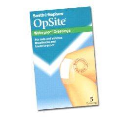 MEDICAZIONE POST OPERATORIA ADESIVA STERILE IN POLIURETANO SEMI PERMEABILE TRASPARENTE CON TAMPONE A BASSA ADERENZA OPSITE POST OP 6,5X5CM 5 PEZZI - Pharmaleader