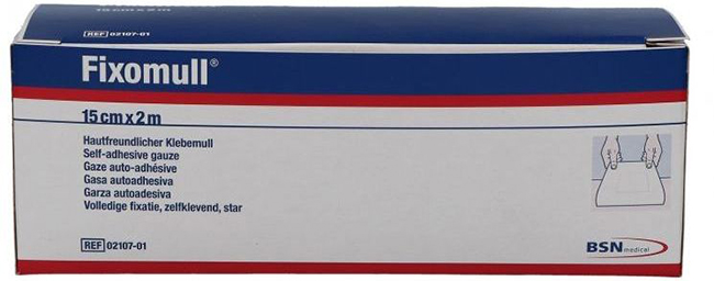 FASCIA AUTOADESIVA IPOALLERGENICA FISSAGGIO SU AMPIA SUPERFICIE FIXOMULL. SUPPORTO IN GARZA DI VISCOSA COLORE BIANCO MASSA IN POLICARBONATO SENZA RESINE E GOMME NATURALI. 15X1000CM - Pharmaleader