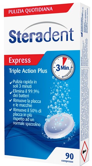 STERADENT TRIPLE ACTION PLUS 90 COMPRESSE PULENTI - Pharmaleader