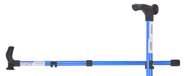 BASTONE CON IMPUGNATURA PALMARE SINISTRA CANNA IN LEGA GRIGIO+IMPUGNATURA NERO - Pharmaleader