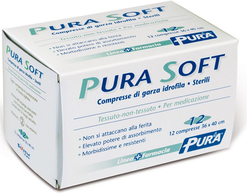 GARZA IN TESSUTO NON TESSUTO PURA SOFT 36X40CM 12 PEZZI - Pharmaleader