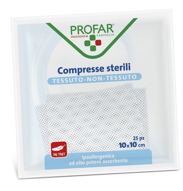 GARZA COMPRESSA TESSUTO NON TESSUTO 10X10 CM 25 PEZZI PROFAR - Pharmaleader