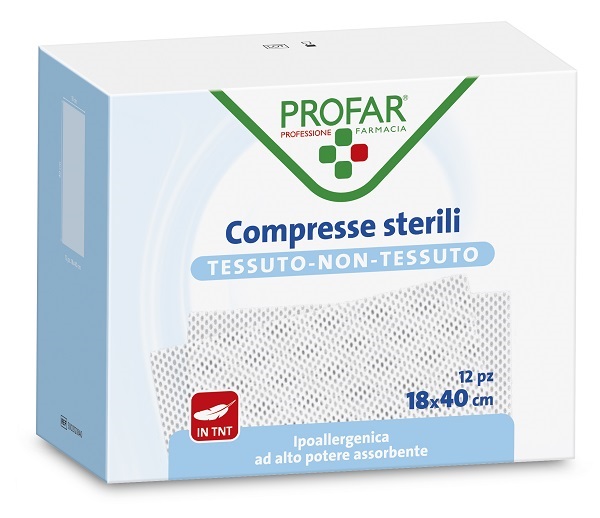 GARZA COMPRESSA TESSUTO NON TESSUTO 18X40 CM 12 PEZZI PROFAR - Pharmaleader