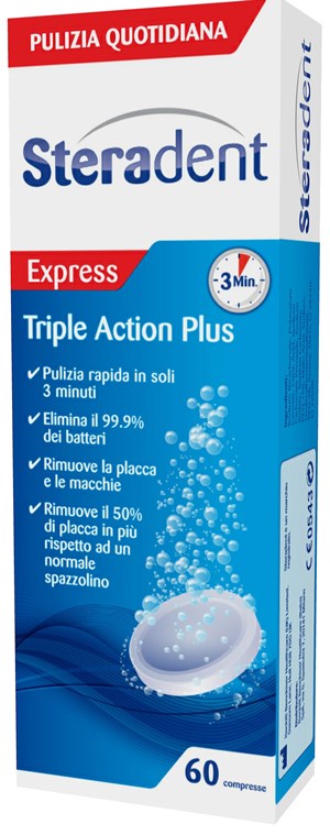 STERADENT TRIPLE ACTION PLUS 60 COMPRESSE PULENTI - Pharmaleader