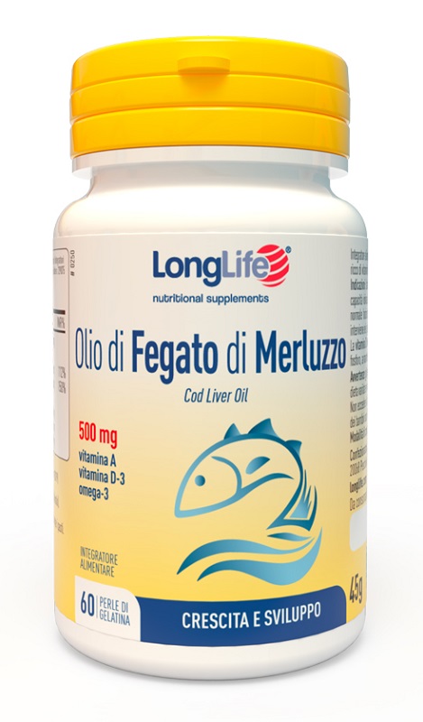 LONGLIFE OLIO FEGATO MERLUZZO 500 MG 60 PERLE IN GELATINA - Pharmaleader