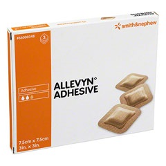 MEDICAZIONE IDROCELLULARE ADESIVA STERILE ALLEVYN ADHESIVE ALTAMENTE ASSORBENTE IN SCHIUMA DI POLIURETANO A STRUTTURA TRISTRATIFICATA 7,5X7,5CM 3 PEZZI - Pharmaleader