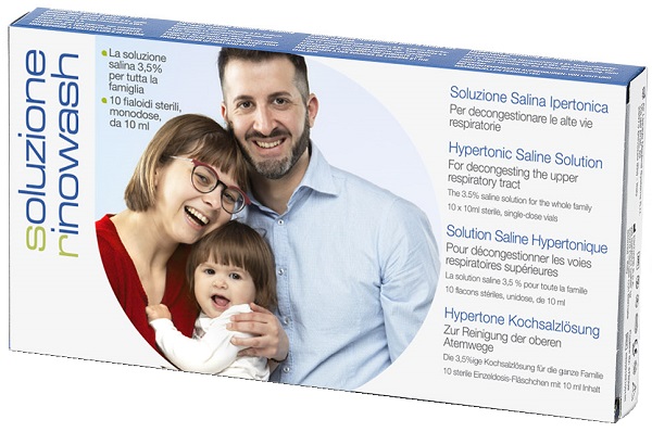 RINOWASH SOLUZIONE SALINA IPERTONICA PER PULIZIA NASO 10 FIALE RICHIUDIBILI X 10 ML - Pharmaleader