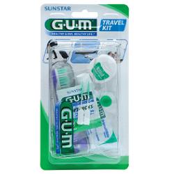 GUM TRAVEL KIT VIAGGIO 1 SPAZZOLINO PIEGHEVOLE GUM TRAVEL + 1 DENTIFRICIO VIAGGIO 12 ML + 1 ROCCHETTO FILO INTERDENTALE 10MT + 2 SCOVOLINI GOMMA GUM SOFT PICKS - Pharmaleader