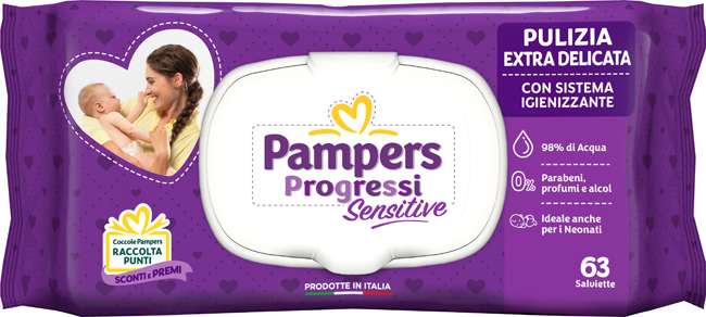 PAMPERS PROGRESSI SALVIETTE SENSITIVE ALOE RICARICA 63 PEZZI - Pharmaleader