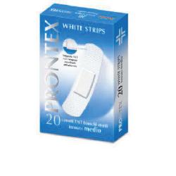 CEROTTO PRONTEX WHITE STRIPS IN TESSUTO NON TESSUTO BIANCO STERILE SCATOLA 20 CEROTTI MEDI - Pharmaleader