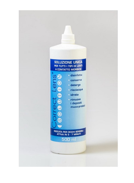 SOLUZIONE OCULARE PER LA CONSERVAZIONE E PULIZIA DELLE LENTIA CONTATTO CORRECT LENS SOLUTION 500ML - Pharmaleader