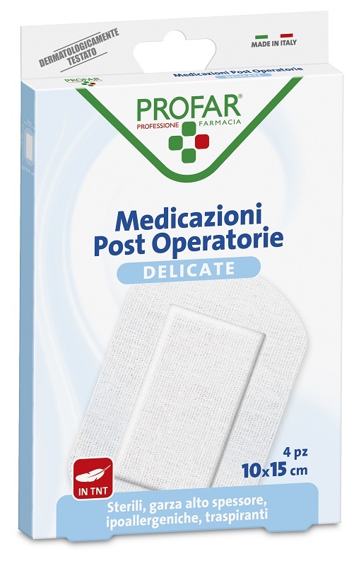 MEDICAZIONE POST OPERATORIA STERILE GARZA ANTIADERENTE 10X15 CM 4 PEZZI PROFAR - Pharmaleader