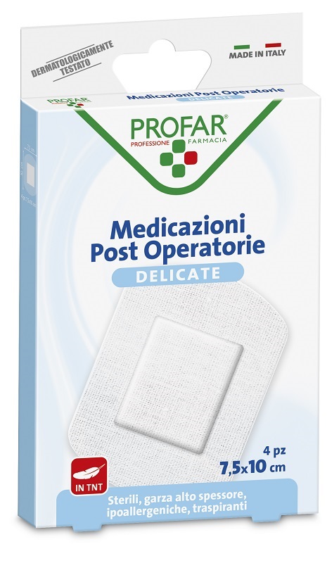 MEDICAZIONE POST OPERATORIA STERILE GARZA ANTIADERENTE 7,5X10 CM 4 PEZZI PROFAR - Pharmaleader