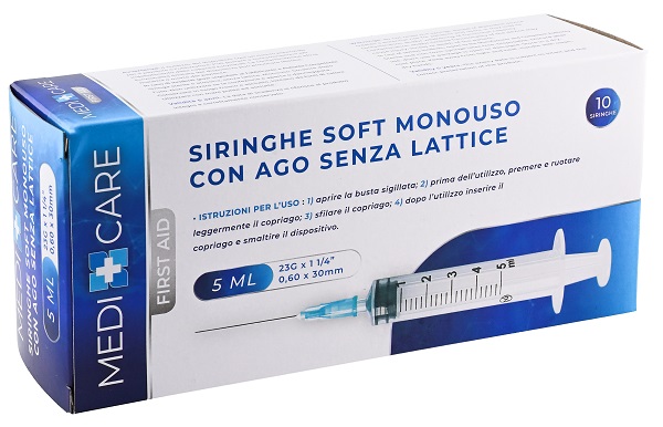 SIRINGA SOFT CAPACITA' 5ML AGO GAUGE 23 CONFEZIONE 10 PEZZI GAMMADIS - Pharmaleader