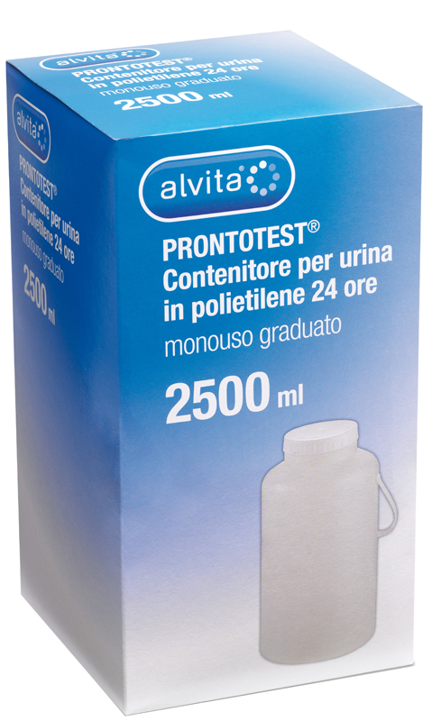 CONTENITORE PER URINA ALVITA PRONTOTEST IN POLIETILENE 24 ORE GRADUATO 2500ML - Pharmaleader