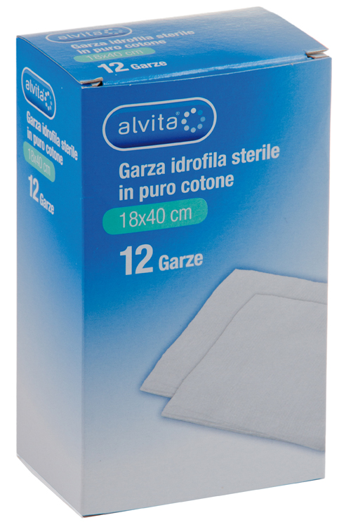 GARZA IDROFILA IN PURO COTONE ALVITA 18X40CM 12 PEZZI - Pharmaleader