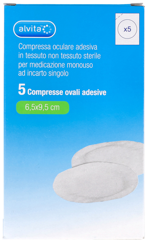 COMPRESSA OCULARE AUTOADESIVA ALVITA TNT OVALI 6,5X9,5CM 5 PEZZI - Pharmaleader