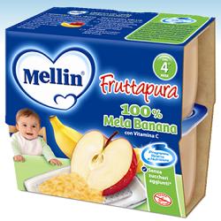 MELLIN FRUTTA PURA MELA BANANA 100 G 4 PEZZI - Pharmaleader