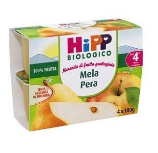 HIPP BIO FRUTTA GRATTUGGIATA MELA PERA 4X100 G - Pharmaleader