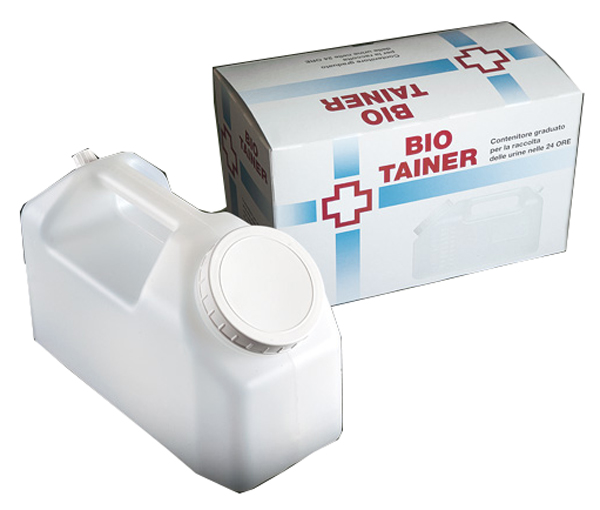 TANICA GRADUATA BIO TAINER PER RACCOLTA DI URINA NELLE 24 ORE 2500 ML CON TAPPINO DI PRELIEVO E MANICO 1 PEZZO - Pharmaleader