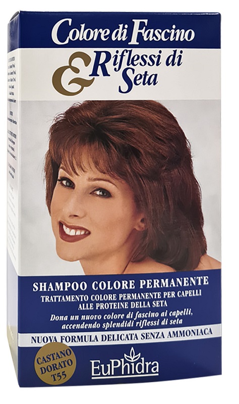 EUPHIDRA COLORE DI FASCINO & RIFLESSI DI SETA SHAMPOO COLORE PERMANENTE 55 CASTANO DORATO 120 ML - Pharmaleader