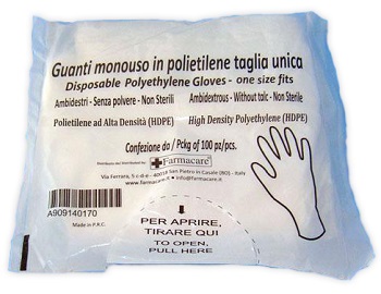 GUANTO MONOUSO IN PVC MISURA UNICA 100 PEZZI - Pharmaleader