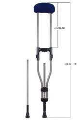 GRUCCIA IN LEGA LEGGERA CON AMMORTIZZATORE. ASCELLARE IN POLIURETANO ESPANSO. IMPUGNATURA E ALTEZZA REGOLABILI - Pharmaleader