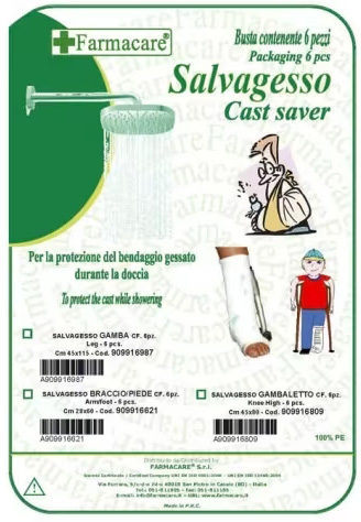 SALVAGESSO PER GAMBALETTO UTILE PER LA PROTEZIONE DEL GESSO DURANTE LA DOCCIA 6 PEZZI - Pharmaleader