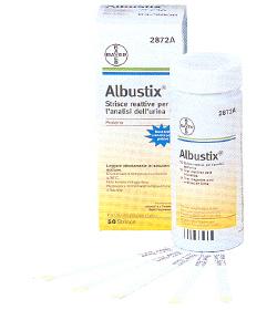 STRISCIA REATTIVA ALBUSTIX PER RICERCA DELLE PROTEINE NELLE URINE 50 PEZZI CODICE ARTICOLO 2872C - Pharmaleader