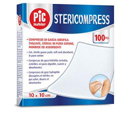 GARZA COMPRESSA IDROFILA PIC STERICOMPRESS 10X10 CM 4 BUSTE  25 PEZZI - Pharmaleader