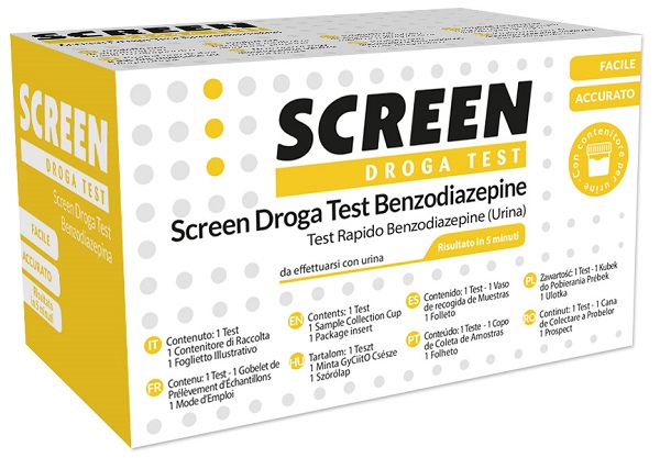 SCREEN DROGA TEST BENZODIAZEPINE TEST ANTIDROGA CON CONTENITORE URINA - Pharmaleader