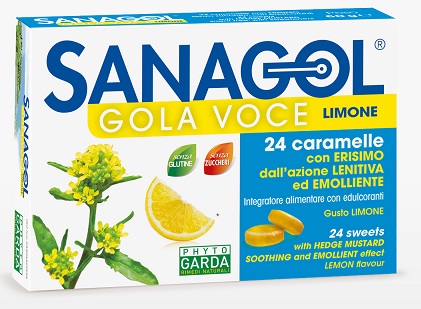 SANAGOL GOLA VOCE SENZA ZUCCHERO LIMONE 24 CARAMELLE - Pharmaleader