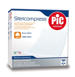 GARZA COMPRESSA IDROFILA PIC 10X10CM 4 STRATI 2 BUSTE 25 PEZZI FUSTELLA - Pharmaleader