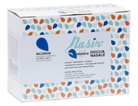 NASIR LAVAGGIO NASALE SOLUZIONE FISIOLOGICA ISOTONICA STERILE SCATOLA CON 4 SACCHE 500ML 4 BLISTER 1 VENTOSA - Pharmaleader