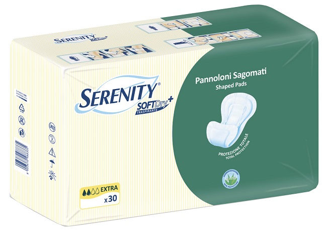 PANNOLONE PER INCONTINENZA SAGOMATO SERENITY SOFTDRY+ ALOE EXTRA 30 PEZZI - Pharmaleader