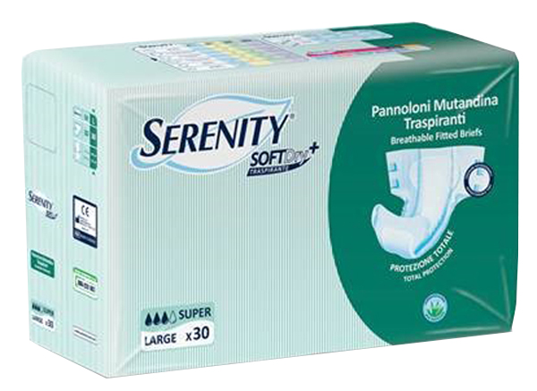 PANNOLONE PER INCONTINENZA A MUTANDINA SERENITY SOFTDRY+ ALOE SUPER LARGE 30 PEZZI - Pharmaleader