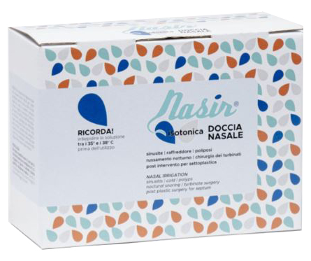 NASIR DOCCIA NASALE CON SOLUZIONE FISIOLOGICA ISOTONICA 10 SACCHE 250 ML + 1 BLISTER - Pharmaleader