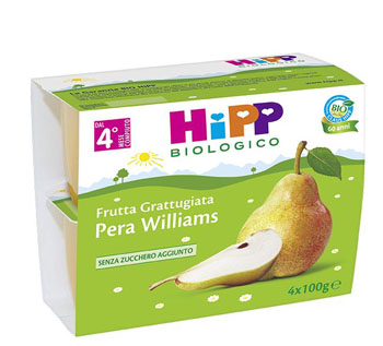 HIPP BIO HIPP BIO FRUTTA GRATTUGGIATA PERA WILLIAMS 4X100 G - Pharmaleader