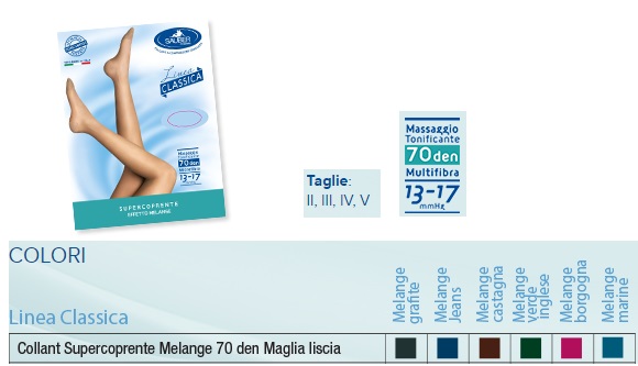 SAUBER COLLANT 70 DENARI SUPER COPRENTE MAGLIA LISCIA MELANGE GRAFITE 4 LINEA CLASSICA - Pharmaleader