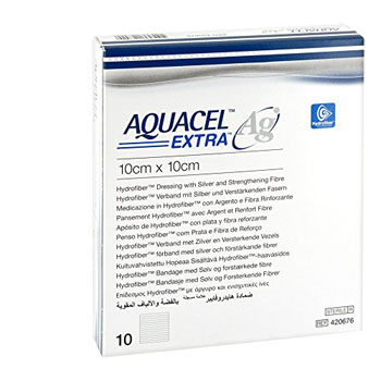 AQUACEL AG EXTRA MEDICAZIONE CON IONI ARGENTO 10X10 CM 10 PEZZI - Pharmaleader
