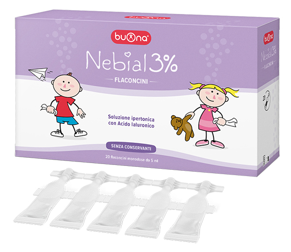 NEBIAL FLACONCINI SOLUZIONE SALINA IPERTONICA DI SODIO CLORURO AL 3% CON ACIDO IALURONICO 20X5 ML - Pharmaleader