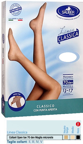 SAUBER COLLANT OPEN TOE MAGLIA MICRORETE 70 DEN COLORE NEUTRO BEIGE 3 LINEA CLASSICA - Pharmaleader