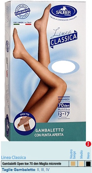 SAUBER GAMBALETTO OPEN TOE MAGLIA MICRORETE 70 DEN COLORE MEDIO TAGLIA 4 LINEA CLASSICA - Pharmaleader