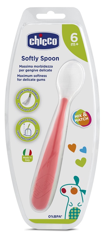 CHICCO CUCCHIAIO MORBIDO SILICONE 6M+ ROSSO UP - Pharmaleader