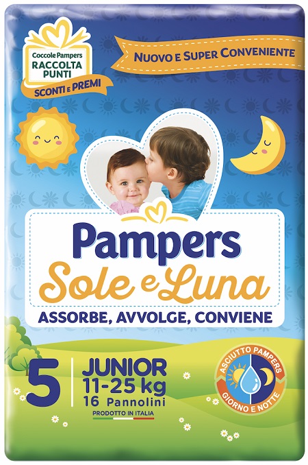 PANNOLINO PER BAMBINO PAMPERS SOLE & LUNA FLASH JUNIOR 16 PEZZI - Pharmaleader
