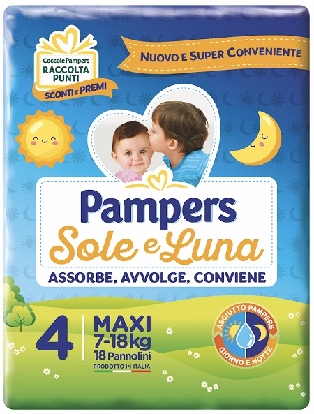 PANNOLINO PER BAMBINO PAMPERS SOLE & LUNA MAXI 18 PEZZI - Pharmaleader