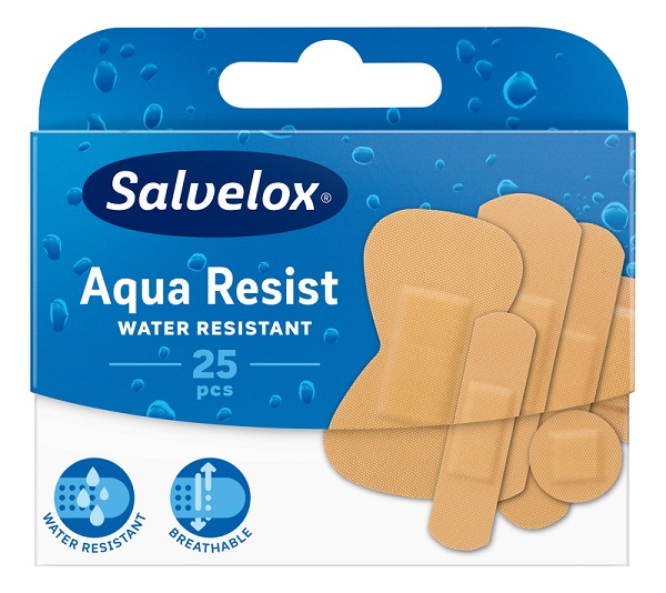 CEROTTO SALVELOX AQUA RESIST WATER RESISTANT MIX FORMATI ASSORTITI 25 PEZZI - Pharmaleader